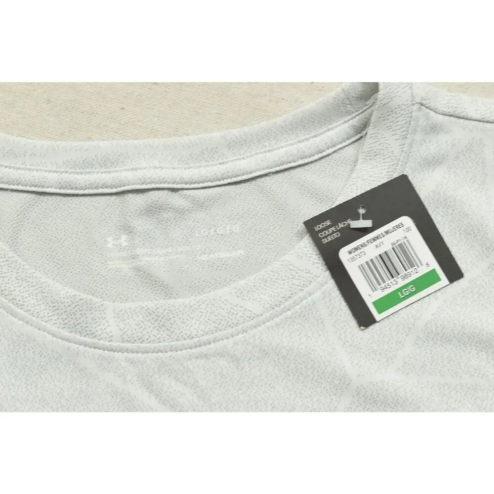 Under Armour Women's Size Large Gray HeatGear Loose Fit Short Sleeve Athletic Te